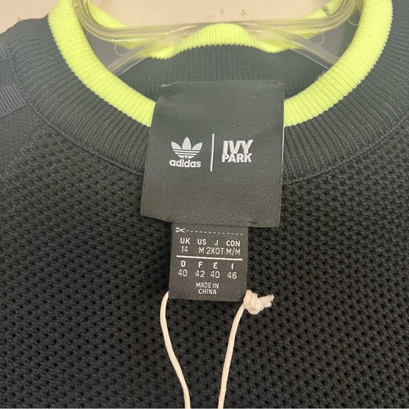 BEYONCE & ADIDAS Collab IVY PARK Knit Crop Top Stretch Black Lime Green NWT Sz M - Picture 10 of 15